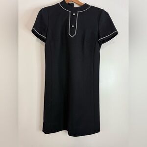 Butter Knit VINTAGE Elegant Black Dress with rhinestone accents in size 10 WOOL